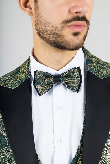 Herren 4-teiliger grüner Paisleymananzug maßgeschneidert - Image 4