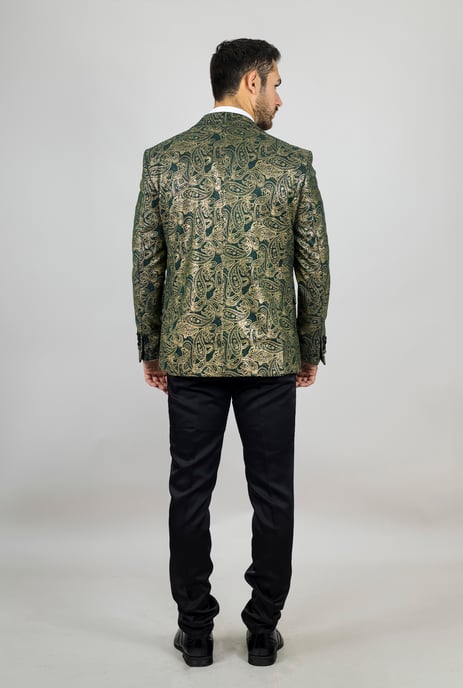 Herren 4-teiliger grüner Paisleymananzug maßgeschneidert - Image 5