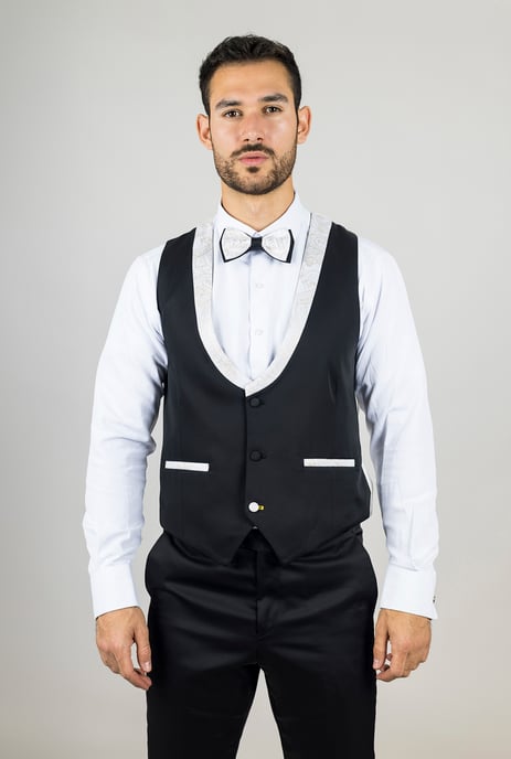 4-teiliger weißer Paisley-Hochzeitsanzug für Herren im Tailor Fit - Image 3
