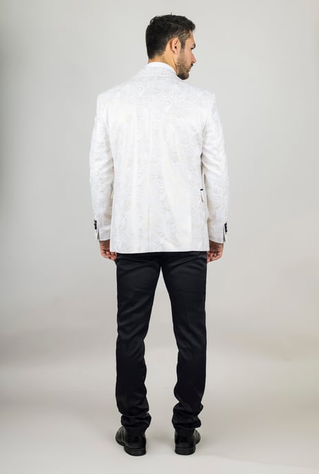4-teiliger weißer Paisley-Hochzeitsanzug für Herren im Tailor Fit - Image 4