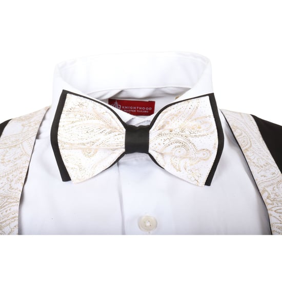 4-teiliger weißer Paisley-Hochzeitsanzug für Herren im Tailor Fit - Image 5