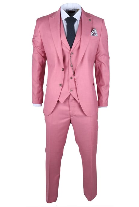 Herren 3-teiliges rosa festliches Anzug-Set für Renntage - Image 3