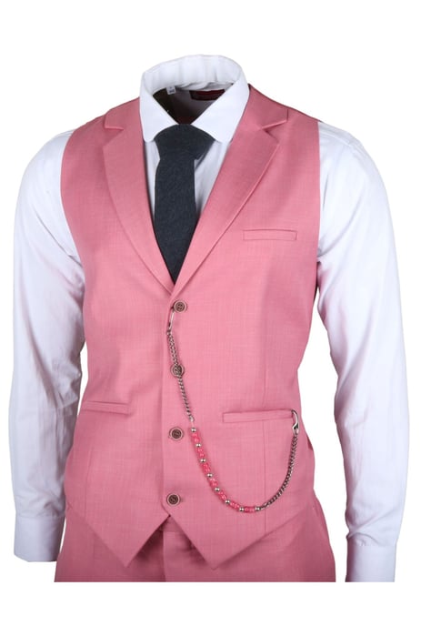 Herren 3-teiliges rosa festliches Anzug-Set für Renntage - Image 4