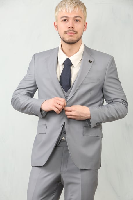 Herren Graues 3-teiliges formelles klassisches Anzug-Set für die Arbeit - Image 3