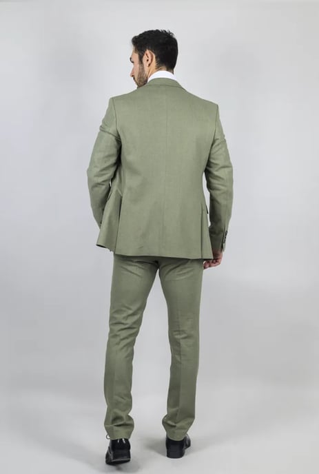 Herren Sage Tailor Fit 3-teiliges Leinen Sommer Hochzeitsanzug - Image 4