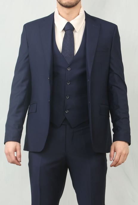 Herren Marineblau 3-teiliger formeller klassischer Anzug für für die Arbeit - Image 2
