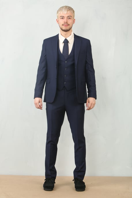 Herren Marineblau 3-teiliger formeller klassischer Anzug für für die Arbeit - Image 3