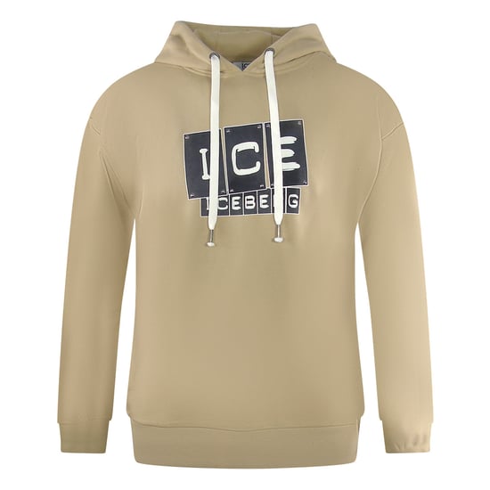 Ice Iceberg - Beigefarbener Kapuzenpullover mit auffälligem Blocklogo - Image 1