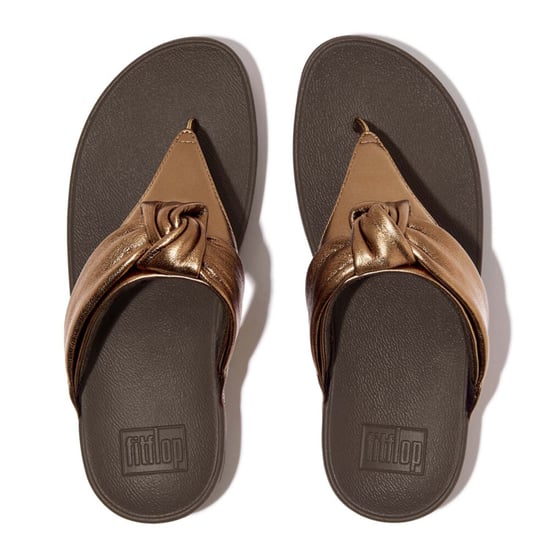 Damen Fit Flop Lulu Gepolsterte Knoten Zehenstegsandalen in Bronze - Image 3
