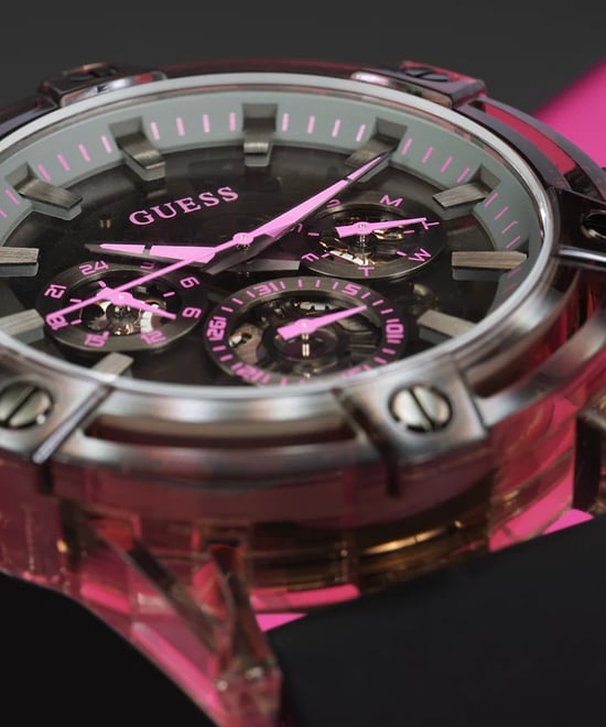 Guess Sportliche Pink Limited Edition Herren Uhr Schwarz GW0032G2 - Image 4