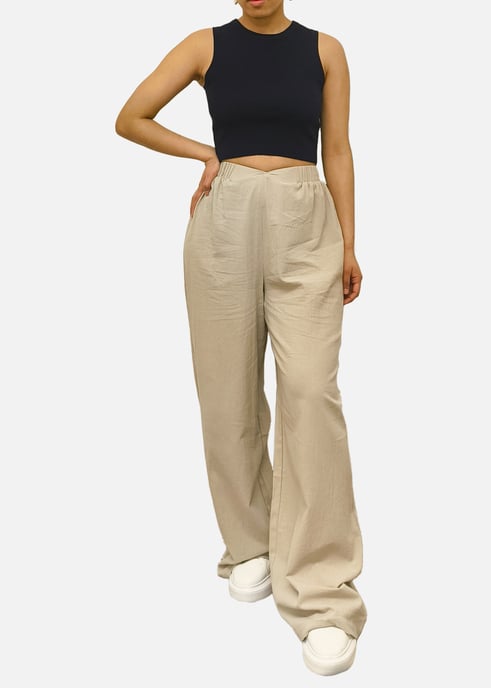 Stein Taille Band Detail Wide Leg Hose - Image 1