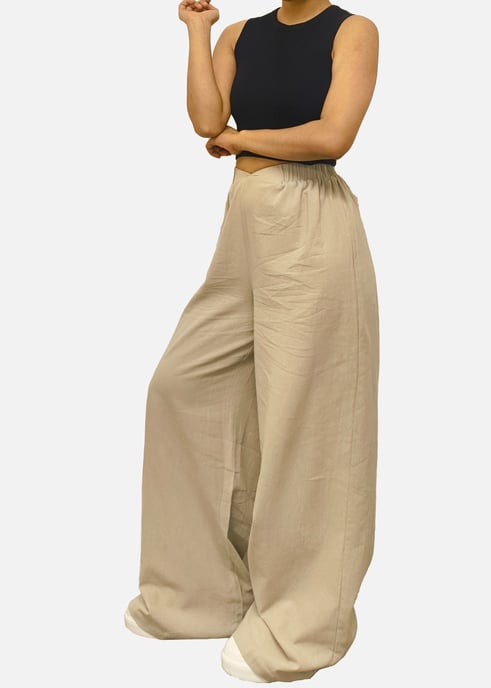 Stein Taille Band Detail Wide Leg Hose - Image 3