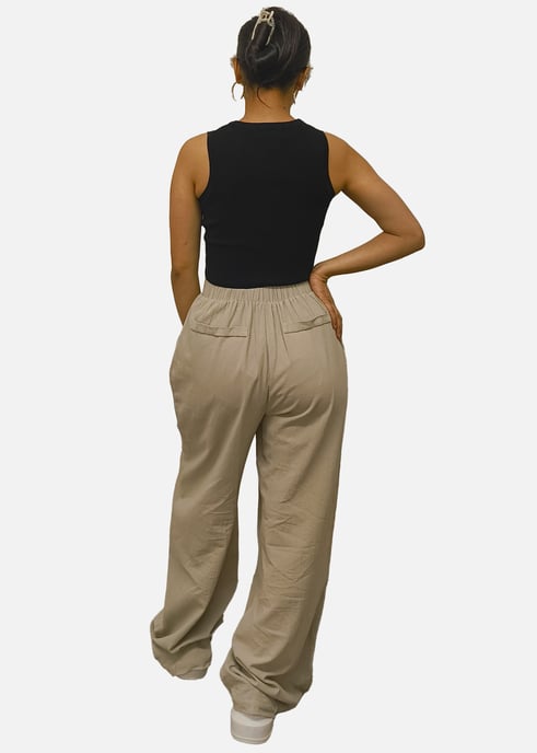 Stein Taille Band Detail Wide Leg Hose - Image 4
