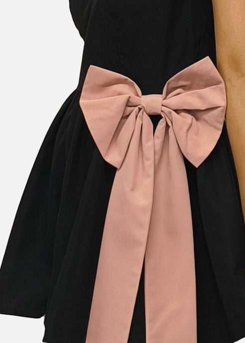 Schwarzer Bow Detail Puff Skort Playsuit - Image 2