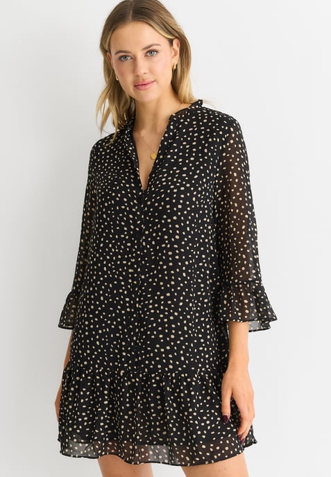 Schwarzes Animal Spot Shirt Minikleid - Image 2
