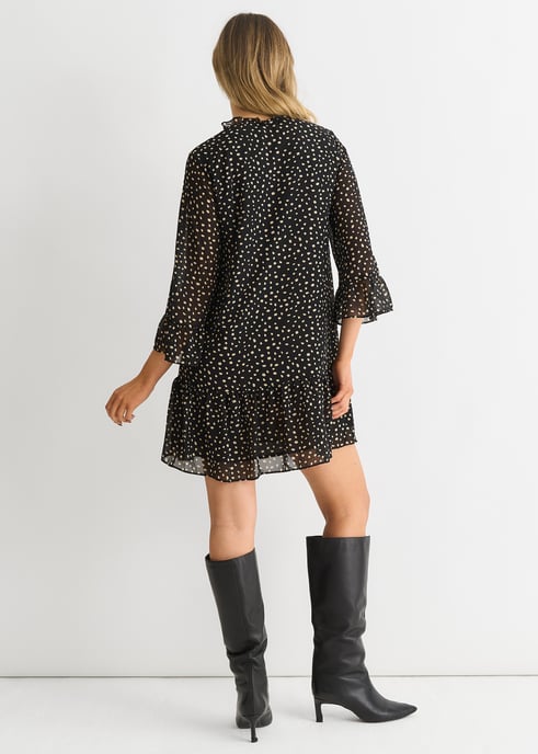 Schwarzes Animal Spot Shirt Minikleid - Image 4