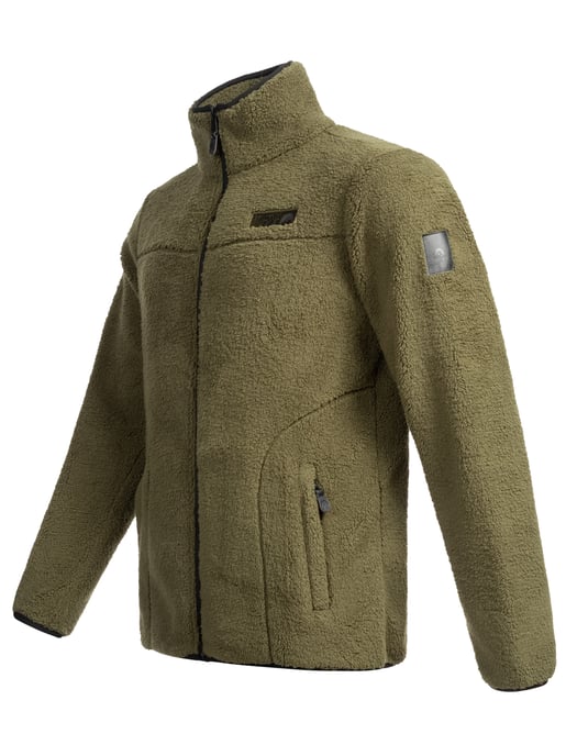 Arctic Seven Herren Sherpa Fleecejacke – Warme Outdoorjacke mit Zipper – Olive - Image 3