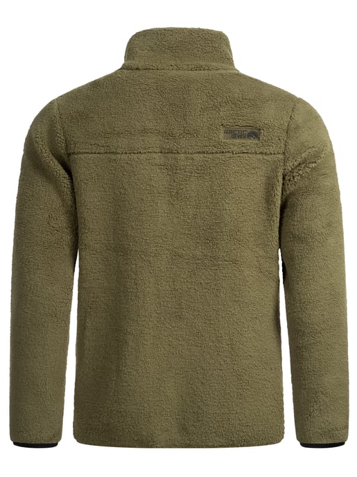 Arctic Seven Herren Sherpa Fleecejacke – Warme Outdoorjacke mit Zipper – Olive - Image 4