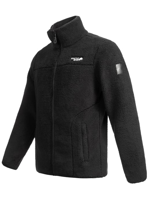Arctic Seven Herren Sherpa Fleecejacke – Warme Outdoorjacke mit Zipper – Schwarz - Image 3