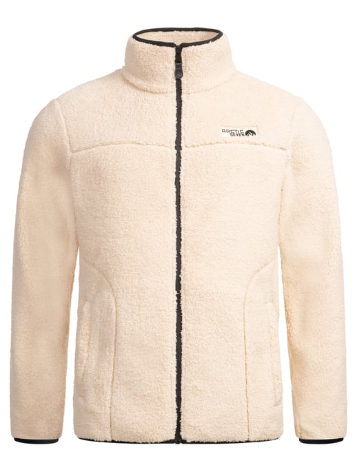 Arctic Seven Herren Sherpa Fleecejacke – Warme Outdoorjacke mit Zipper – Beige - Image 2