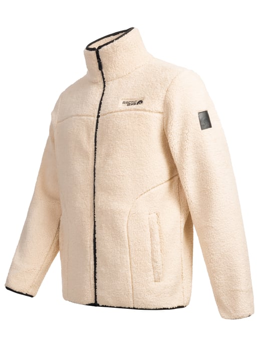 Arctic Seven Herren Sherpa Fleecejacke – Warme Outdoorjacke mit Zipper – Beige - Image 3