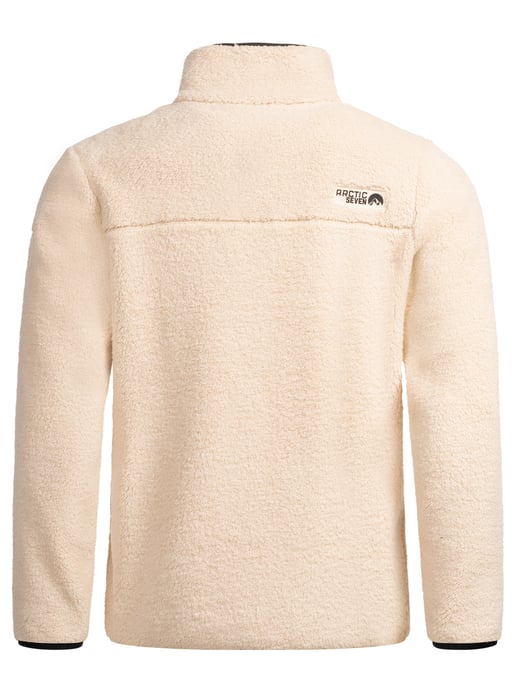 Arctic Seven Herren Sherpa Fleecejacke – Warme Outdoorjacke mit Zipper – Beige - Image 4