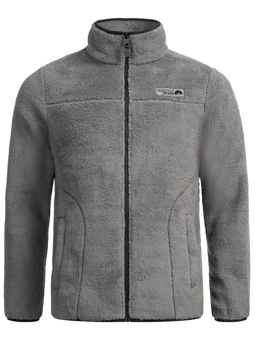 Arctic Seven Herren Sherpa Fleecejacke – Warme Outdoorjacke mit Zipper – Dunkelgrau - Image 2