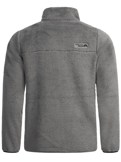 Arctic Seven Herren Sherpa Fleecejacke – Warme Outdoorjacke mit Zipper – Dunkelgrau - Image 4