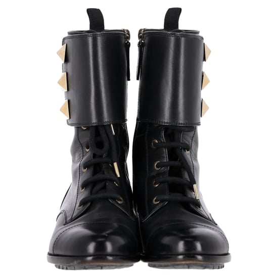 Valentino – Rockstud – Schnürstiefeletten aus schwarzem Leder - Image 2
