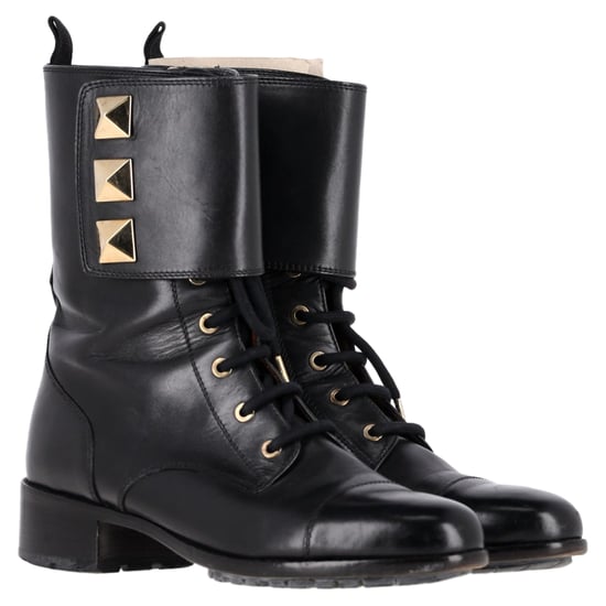 Valentino – Rockstud – Schnürstiefeletten aus schwarzem Leder - Image 4