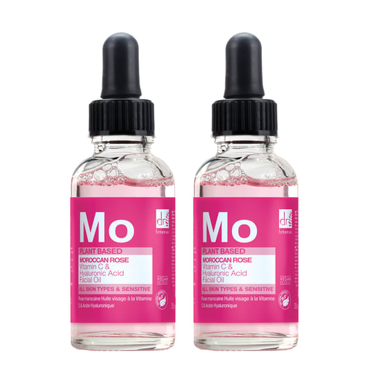 Dr Botanicals Marokkanisches Rosen-Gesichtöl mit Hyaluronsäure & Vitamin C 30ml x 2 Duo-Pack - Image 1