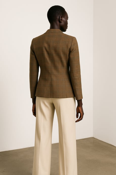 Karierter, taillierter Blazer aus 100 % Baumwolle - Image 3