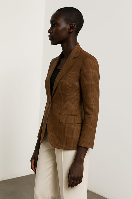 Karierter, taillierter Blazer aus 100 % Baumwolle - Image 4