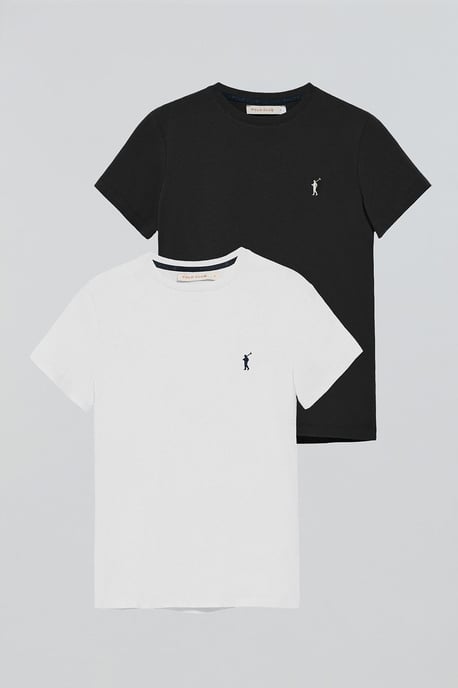 Pack mit zwei kurzärmligen T-Shirts schwarz und weiß mit Rigby Go Stickerei - Image 1