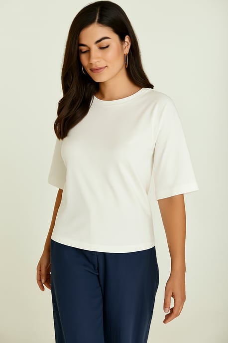Übergroßes T-Shirt aus merzerisierter Baumwolle mit ellbogenlangen Ärmeln - Image 3
