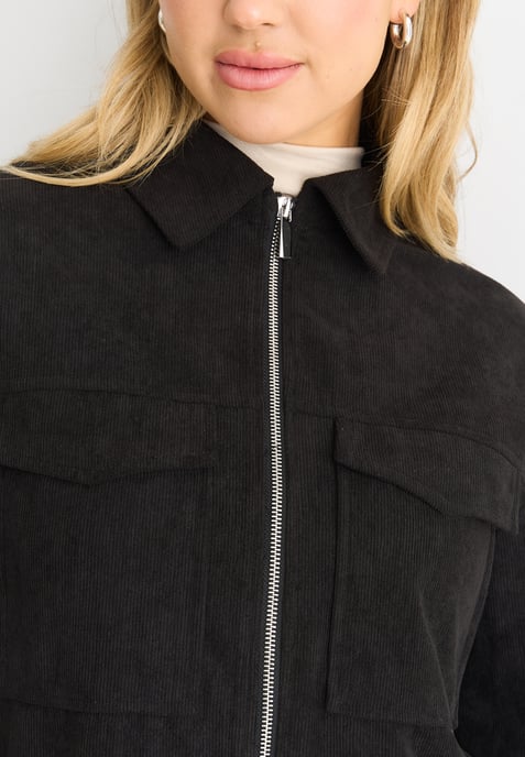 Cord Zip Up Boxy Jacke - Image 2