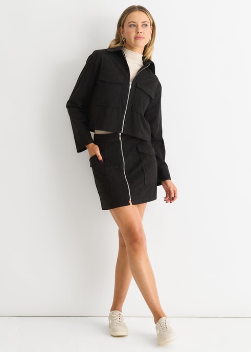 Cord Zip Up Boxy Jacke - Image 3