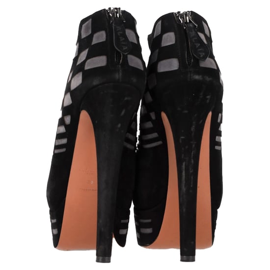 Alaïa – Lasergeschnittene Plateau-Stiefeletten aus schwarzem Wildleder - Image 5