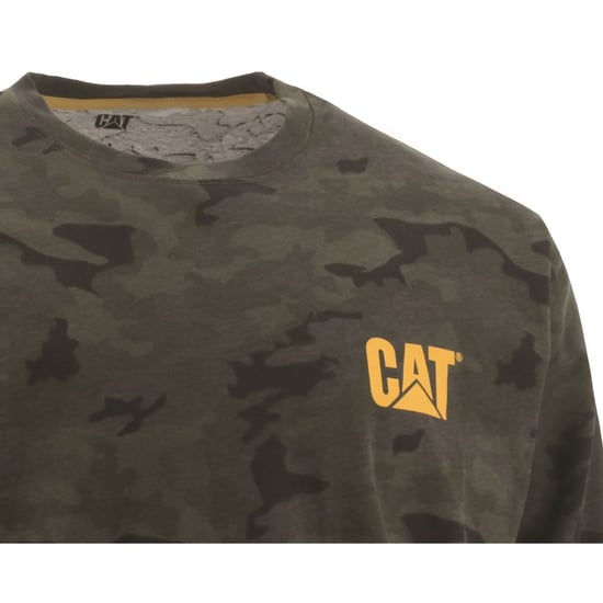 Caterpillar Markenzeichen Banner Langarm Baumwoll Herren Grün T-Shirt - Image 2