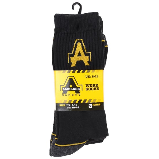Amblers Safety Amblers Baumwoll-Arbeitssocken für Herren in Schwarz - Image 2