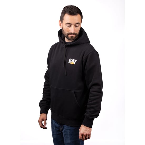 Caterpillar Markenbanner Baumwolle Herren Schwarz Kapuzensweatshirt - Image 2