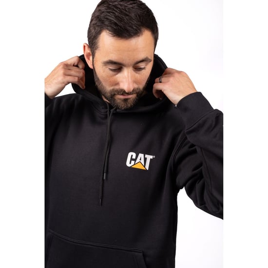 Caterpillar Markenbanner Baumwolle Herren Schwarz Kapuzensweatshirt - Image 4