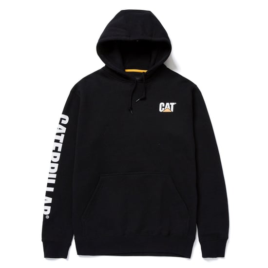 Caterpillar Markenbanner Baumwolle Herren Schwarz Kapuzensweatshirt - Image 5