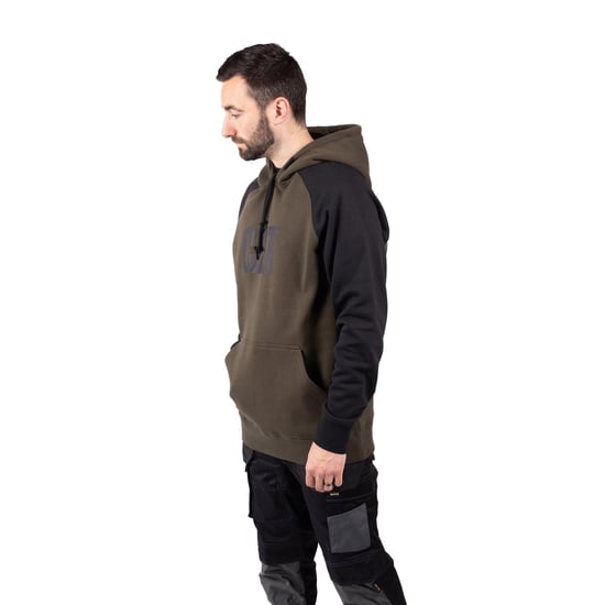 Caterpillar Raglan Baumwoll Herren Kapuzenpulli in Moosgrün - Image 3
