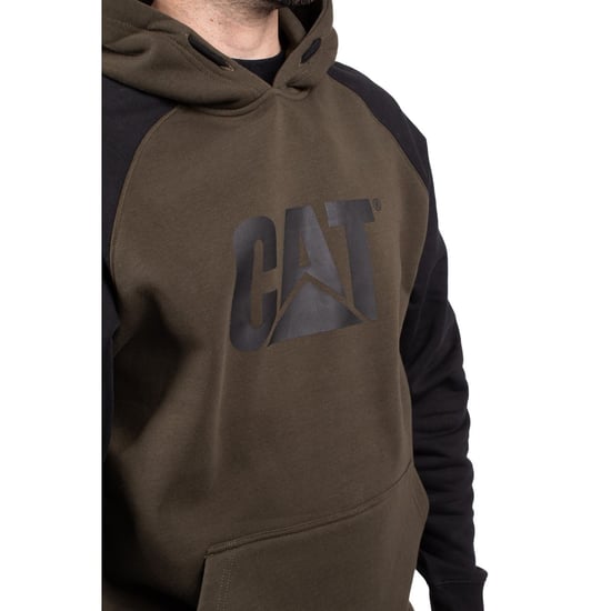 Caterpillar Raglan Baumwoll Herren Kapuzenpulli in Moosgrün - Image 6