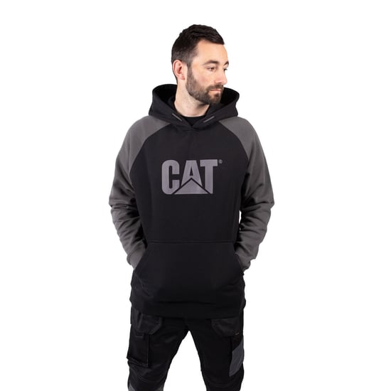 Caterpillar Raglan Baumwoll Herren Schwarz Kapuzenpullover - Image 1