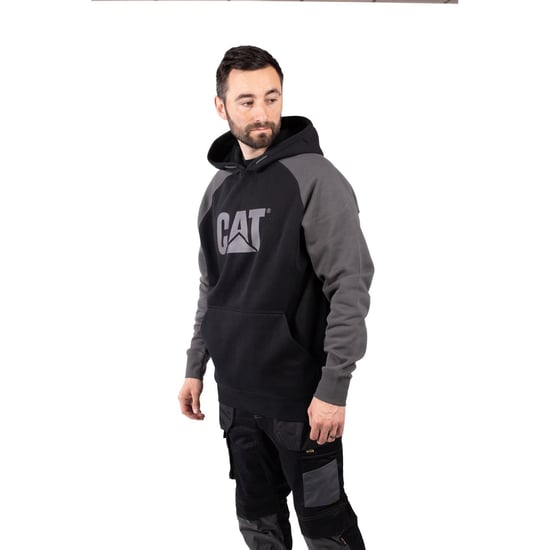 Caterpillar Raglan Baumwoll Herren Schwarz Kapuzenpullover - Image 3