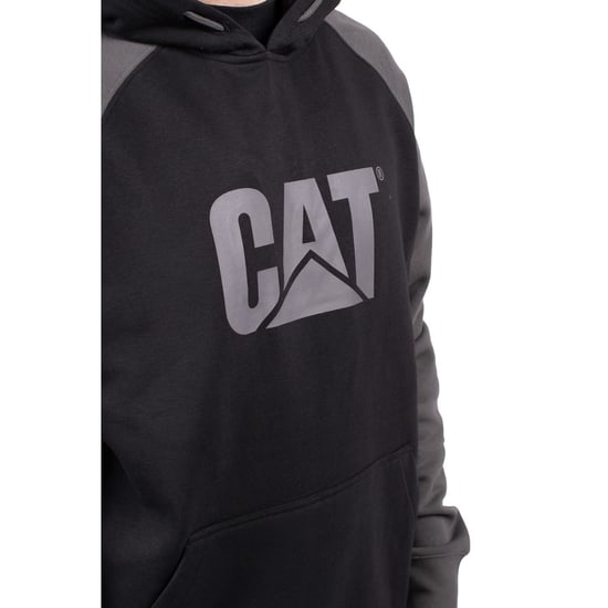 Caterpillar Raglan Baumwoll Herren Schwarz Kapuzenpullover - Image 6