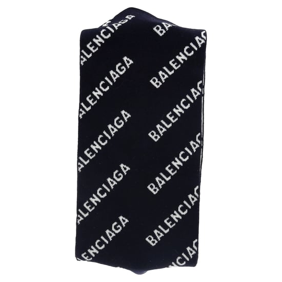 Balenciaga Logo-Intarsia-Schal aus marineblauer Wolle - Image 2