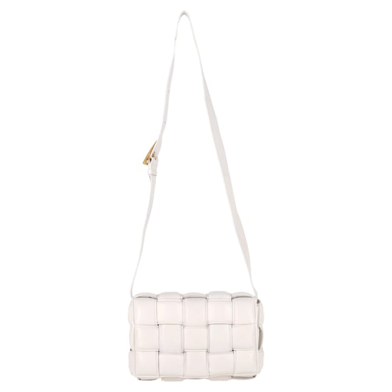 Bottega Veneta Gepolsterte Kassetten-Umhängetasche aus weißem Leder - Image 1